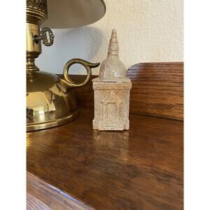 Vintage Handmade Pottery Lidded Box Buddha Stupa Pagoda Tower ONE OF A KIND